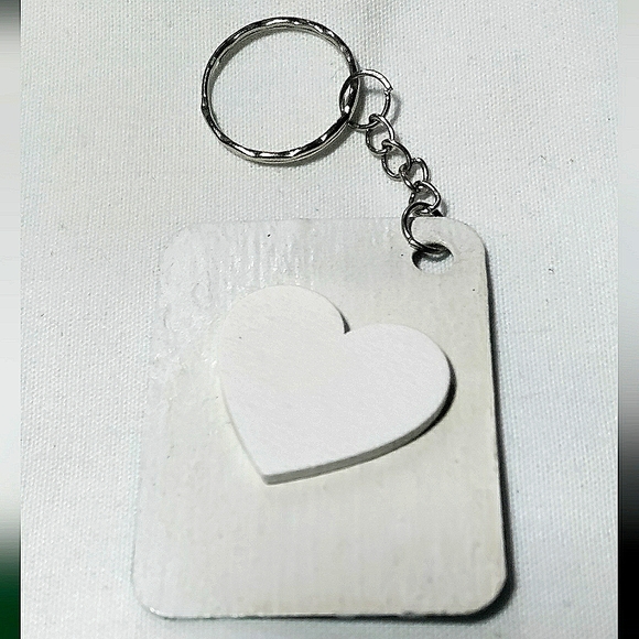 NEW Handmade Keychain Bag Tag! Italian Wood ArtDeco7. "I LOVE My Bag" Wood Heart - Picture 5 of 6
